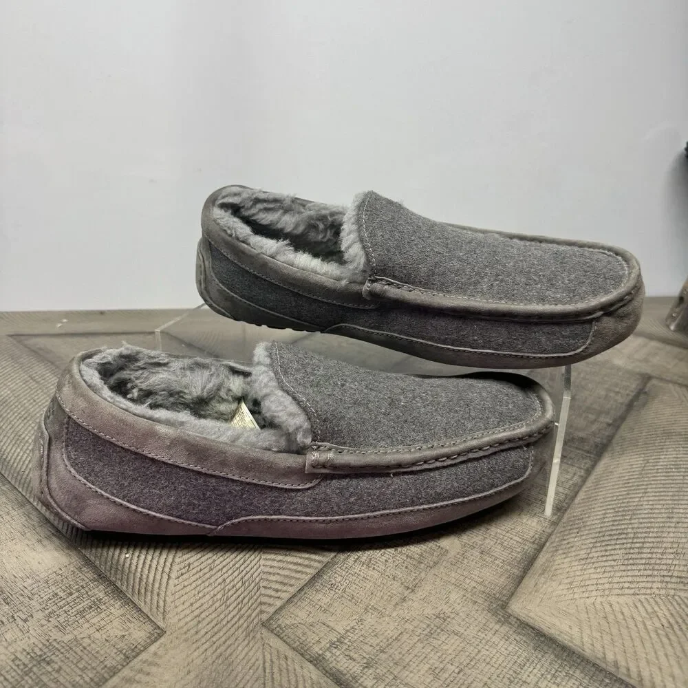 UGG Men’s Gray Suede Slip-On Lined Comfort Slippers US 12 EU 45